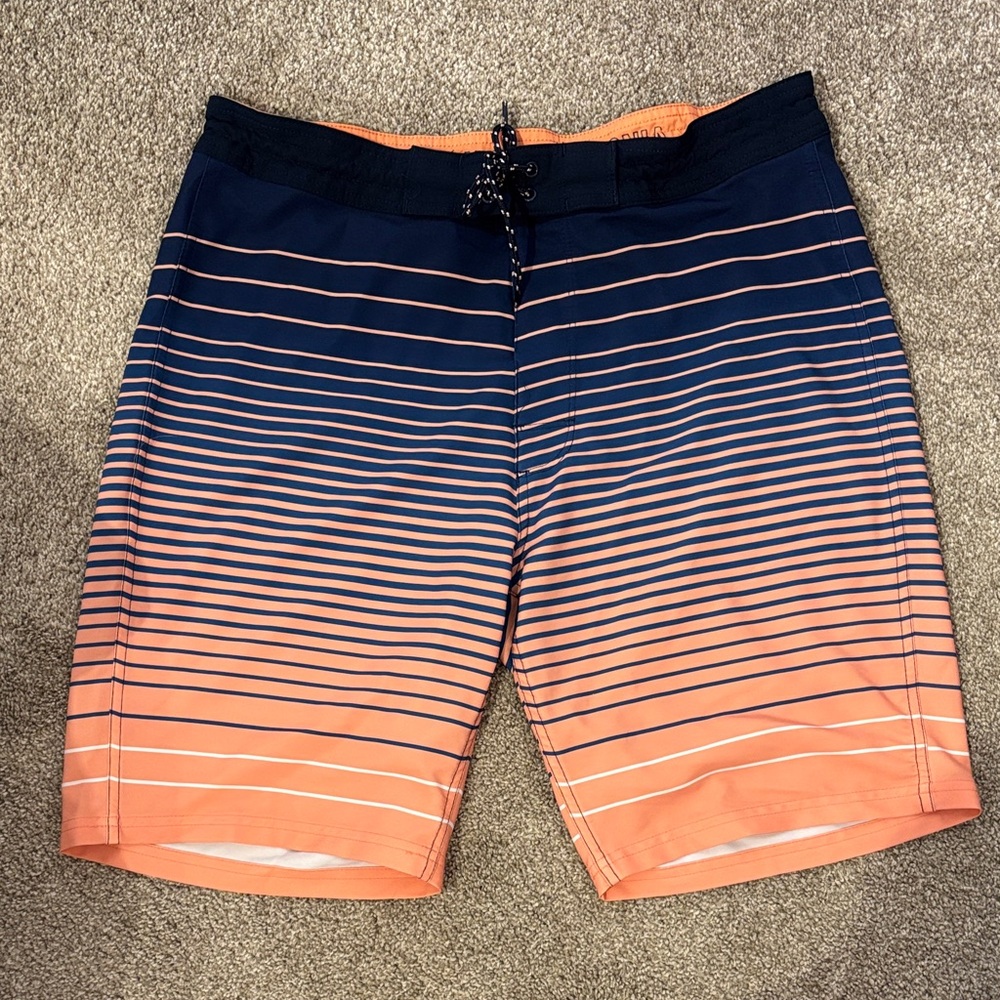 Old Navy Men's Striped Swim Shorts - Navy and Orange